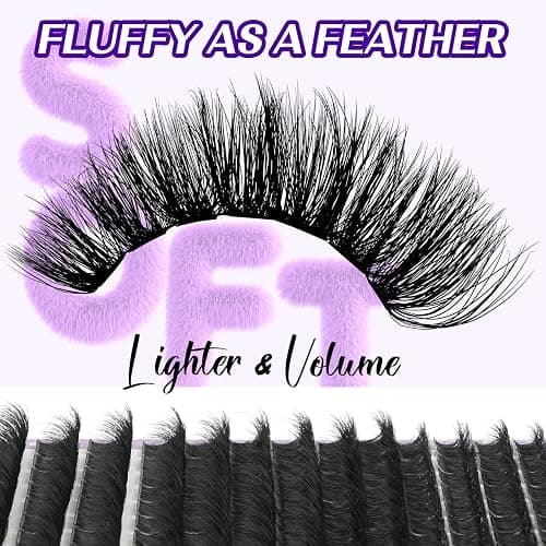 B&Q Fluffy Lash Clusters Kit 200D Mixed Volume Lash Clusters 10-18mm Individual Lashes Kit Salon-style Dramatic Thick eyelash extension 280pcs Suitable for Beginners Makeup at Home(KIT-200D) thumbnail 3