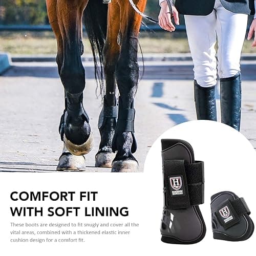 Harrison Howard Horse Tendon Boots Open Front/Fetlock Boot for Horse Protective Boots for Jumping, Trail Riding Set of 4 thumbnail 4