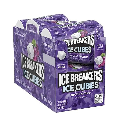 ICE BREAKERS Ice Cubes Arctic Grape Sugar Free Chewing Gum Bottles, 3.24 oz (6 Count, 40 Pieces) thumbnail 3