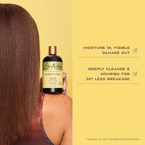 SheaMoisture Strengthen and Restore Shampoo Pure Jamaican Black Castor Oil for Damaged Hair To Cleanse and Nourish Hair 13 fl oz thumbnail 5