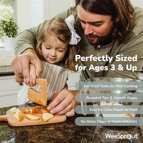 WeeSprout Little Chef Kids Cooking & Baking Set, 14 Piece Cooking Set with Real Kitchen Tools & Kids Apron, Baking Gift for Girls, Boys & Junior Chefs, Food Grade Materials, Choice of Colors thumbnail 3