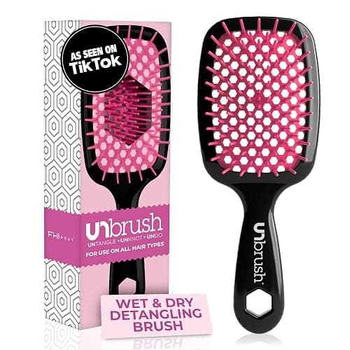FHI Heat UNbrush Detangling Brush for Pain-Free Brushing on All Wet or Dry Hair Types — Durable DuoFlex Anti-Static Bristles, Lightweight Handle, Vented Hair Brush, Cherry Blossom - Image 1