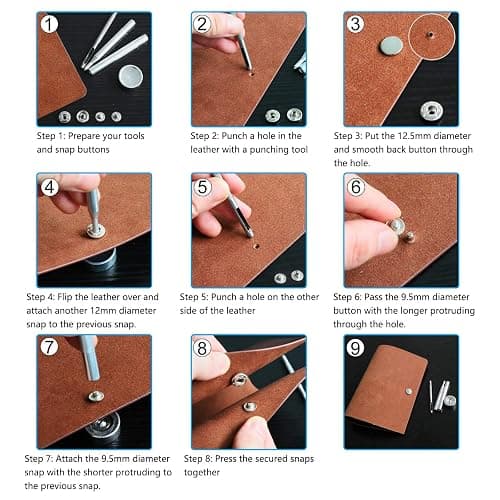 Snap Fastener Kit, 120 Sets Snap Buttons and 4 Pcs Snap Button Kit Fixing Tools, Snaps Button Press Studs Kit for Clothing, Sewing, Jeans, Leather, Canvas, Craft, DIY (6 Colors) thumbnail 3
