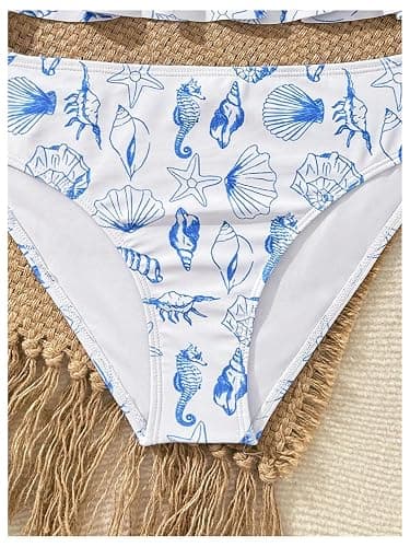 SHENHE Girl's Ruffle Tankini Swimsuits 2 Piece Spaghetti Strap Layered Eyelet Bathing Suits thumbnail 2