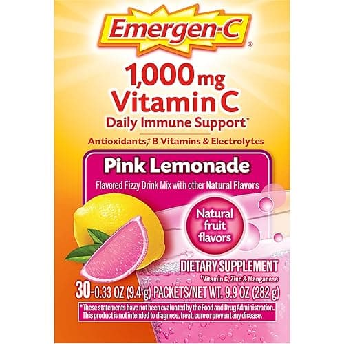 Emergen-C 1000mg Vitamin C Immune Support Powder Pink Lemonade 30CT includes Zinc, Manganese, 7 B Vitamins and Electrolytes for Back to School Essentials thumbnail 11