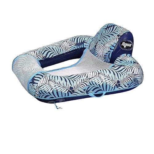 Aqua Pool Chair Float for Adults – Zero Gravity Pool Floats – Multiple Colors/Shapes/Styles – for Adults and Kids Floating - Zero Gravity Pool Chair Blue Fern