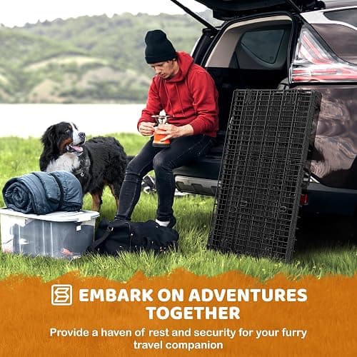Yaheetech Dog Crate 48'' Double Door Dog Crate with Divider, Removable Tray | Metal Dog Crate with Removable Tray Wire Dog Kennel Crate for Medium to Large Dogs Travel Cage, Black thumbnail 7