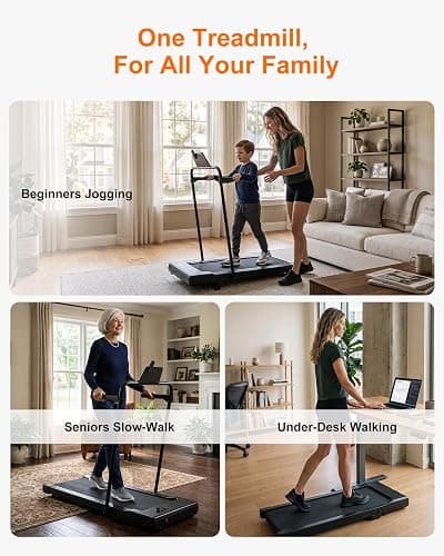 Superun Walking Pad with 6% Incline, Under Desk Treadmill, 3 in 1 Portable Treadmills for Home with Remote Control LED Display, 2.5 HP Quiet Mini Treadmill for Office Home Use, 300 Lbs Capacity thumbnail 3