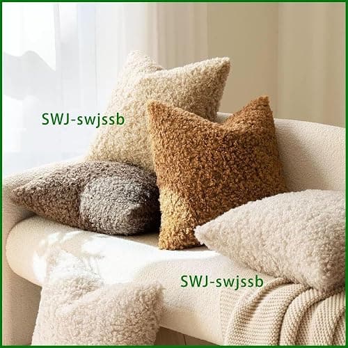 Teddy Fleece Kissenbezüge 40x40 60x60 2er Set Kissenbezug 50x50, Sofa Kissenhüllen Für Dekokissen Dekorative Zierkissen -hüllen, Kissen Bezug Vielseitig Einsetzbar(Chocolate brown,45x45 cm Set of 2) thumbnail 3