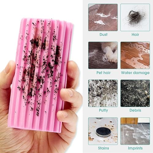 4 Pack Damp Dusting Sponge Duster, Dust Cleaning Sponge, Reusable Household Cleaning Sponge Tool for Blinds, floorboards, Fan Blades, Vents, Glass, Railings, Mirrors(Pink,Green,Yellow,Blue) - 4 Pack - Pink,green,yellow,blue thumbnail 4