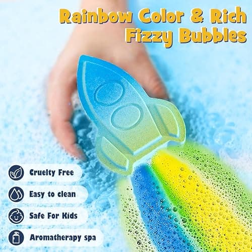 Toylink Space Bath Bombs for Kids with Surprise Inside, 8 Pack Kids Galaxy Bath Bombs with Space Toys for Toddler Boys Girls Handemade Rainbow Bubble Bath Fizzies Birthday Christmas Gift Set thumbnail 3