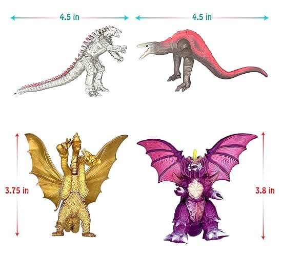 TwCare Set of 10 Dinosaur vs Kong Dinosaur Dragon Toys Movable Joint Action Figures, King of The Monsters Shin Ultima Gamera Mecha MechaGodzilla Ghidorah Skull Crawler Destoroyah Cake Toppers Pack thumbnail 2