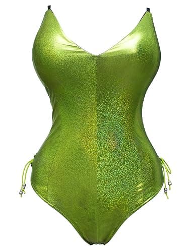 Womens Bunny Costume Girl Bodysuit Holographic Shining Suit Sparkle Costume Senpai Cosplay Bodysuit One Piece stockings Set thumbnail 2