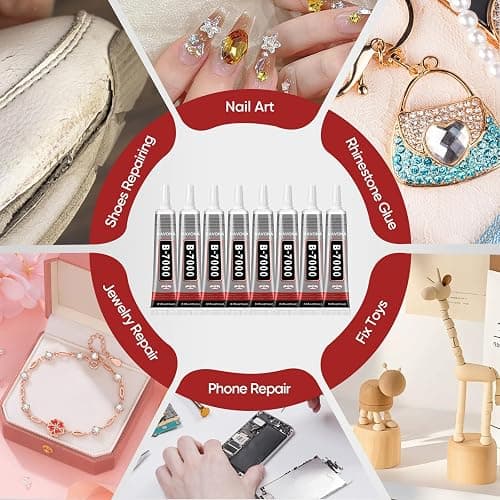 8 PCS 15ml B7000 Glue Clear with Precision Tip, Bedazzling Glue, Super Glues, Rhinestone Glue for Nail, Craft Glues, Jewelry Making, Nail Art, DIY, Makeup, Shoes thumbnail 5