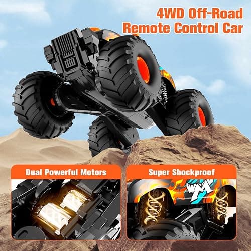 Remote Control Car Monster Truck Toys,4WD Waterproof Off-Road RC Cars for All terrian,1:16 Amphibious Hobby Pick-up Truck Toy Vehicle Gifts for Boys Girls Presents Age 8 9 10 11 12+ thumbnail 7