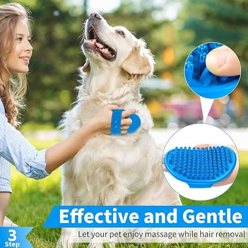 Comotech 3PCS Dog Bath Brush | Dog Shampoo Brush | Dog Scrubber for Bath | Dog Bath Brush Scrubber | Dog Shower/Washing Brush with Adjustable Ring Handle for Short & Long Hair (Blue Blue Blue) - Blue Blue Blue thumbnail 4