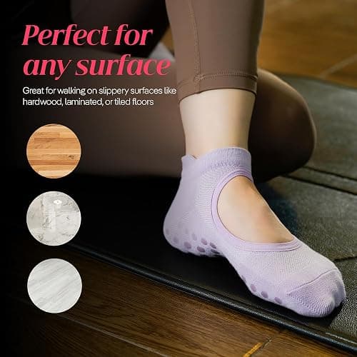CoolMate Pilates Socks with Grips for Women, Yoga Socks, Crew Non Slip Women for Barre, Pilates Gifts thumbnail 9