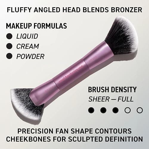 Real Techniques Big Blends Energy Brush + Dual-Sided Puff Kit, 6-Piece Set | Makeup brushes set with dual-sided puff kit, 2-in-1 powder puff, ultra-soft synthetic bristles for makeup blending thumbnail 4