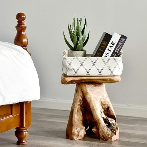 WELLAND Natural Cedar Stump Stool, Live Edge Mushroom Side Table, 14" H | Handcrafted from solid cedar with a live edge top and natural tree stump base thumbnail 9