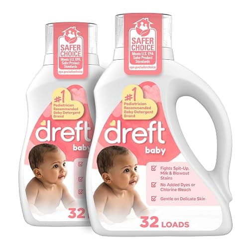 Dreft Baby Liquid Laundry Detergent, Gentle on Sensitive Skin Laundry Soap, 42 fl oz, 32 Loads, Pack of 2 (Packaging May Vary) - Image 1