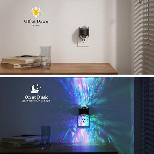 JandCase Night Lights Plug into Wall,2 Pack Star Projector RGB Night Light with 9 Color Change, Automatic Galaxy Nightlight Plug in with Light Sensor for Bathroom Hallway Room Decor thumbnail 3