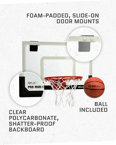 SKLZ Pro Mini Indoor Basketball Hoop - Over The Door – Portable - Great For Home, Dorms, Offices, and Gifts thumbnail 5
