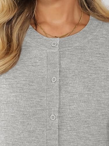 LILLUSORY Cropped Lightweight Cardigan Sweaters for Women Crew Neck Summer Clothes Fashion Spring Outfits 2026 thumbnail 5