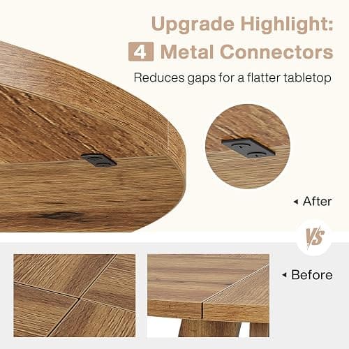 Tribesigns Farmhouse Dining Table, 47 Inch Round Dinner Table for 4, Rustic Round Dining Room Table for Home Dining Room Living Room (Wood) thumbnail 3