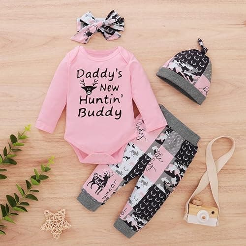 BIRTHDAY SHARK Newborn Girls Outfit Baby Girl Coming Home Outfit Hunting Clothes for Girls thumbnail 4