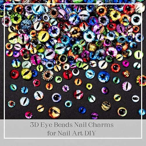 HFKPJRT 150Pcs Eye Nail Charms, 6mm 10mm Eyeball Charms for Nails, Dragon Eye Nail Charms, Animal Eyes Beads Decoration for Acrylic Nails, 3D Glass Eyes for Dolls, Halloween DIY Craft thumbnail 6