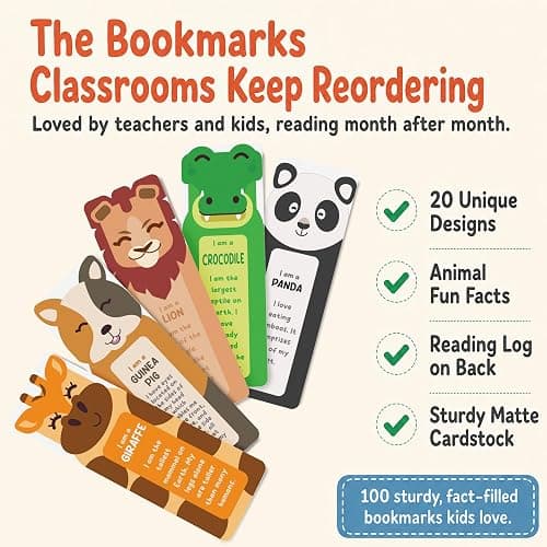 Only Zest 100 Quality Bookmarks for Kids – 2x6 inches – Multiple Designs | Fun Bulk Book Marks for Reading, Classroom Rewards, Student Gifts, Teacher Supplies thumbnail 9