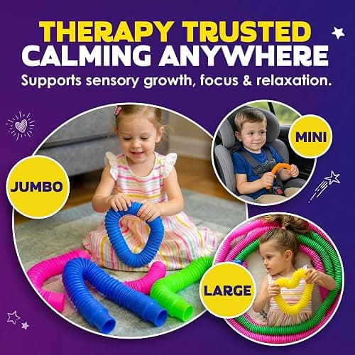Nutty Toys Pop Tubes - Large 8-Pack Sensory Toys - Creative STEM Learning for Kids & Toddlers - Connect & Pop! Top ADHD Autism Fidget 2026, Best Boy & Girl Easter Basket Stuffers Gifts Idea thumbnail 6