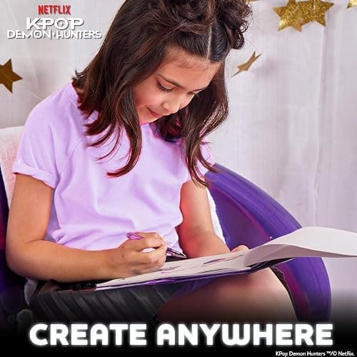 Kpop Demon Hunters™ Fashion Sketch Set, Includes Coloring Book, Gel Pens, Kpop Demon Hunters Stickers, Stencils & More, Great Girls Toys Age 6-8 thumbnail 6