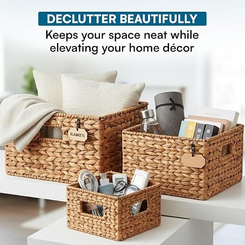 Honey-Can-Do Woven Water Hyacinth Wicker Storage Baskets, Nesting Set of 3 thumbnail 7