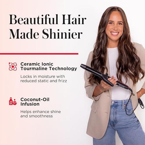 REVLON Smoothstay 1 Inch Curling Iron - Coconut Oil Infused Curling Wand Helps Enhance Shine & Smoothness, Creates Tight Bouncy Curls, and Reduced Frizz thumbnail 3