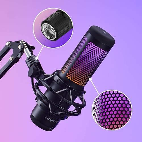 HyperX QuadCast S – RGB USB Condenser Microphone for PC, PS5, Mac, Anti-Vibration Shock Mount, 4 Polar Patterns, Pop Filter, Gain Control, Gaming, Streaming, Podcasts, Twitch, YouTube, Discord – White - White - QuadCast S White - Microphone thumbnail 22