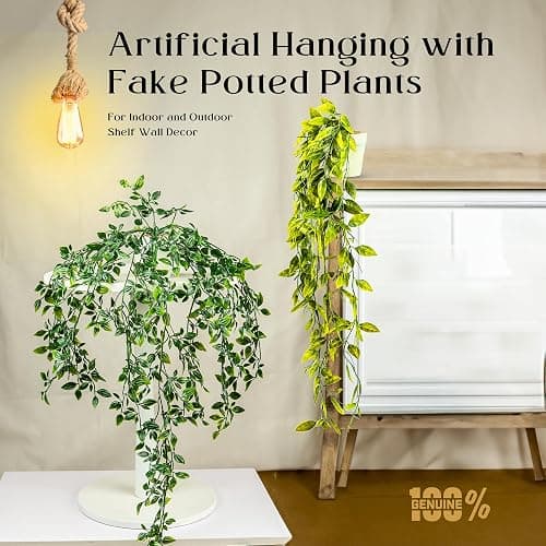 DREAMS 21 3-pack Fake Hanging Plants Artificial Indoor/Outdoor | Hanging Plants for Room Decor, Wall Shelf, Patio Garden thumbnail 5