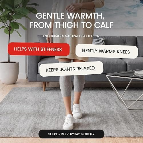 SENIOR ICARE Elastic Cotton Knee Warmers, Knee Sleeves for Men and Women - Circulation Support and Joint Pain Relief, Arthritis Aid, One Pair, Made in Japan thumbnail 4