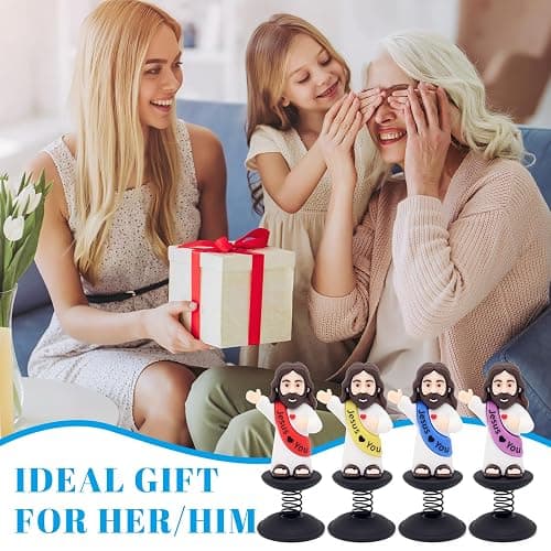 Yelakey Dashboard Jesus Bobblehead Jesus with Smile Face Blessing You Christian Car Accessories Religious Believers Home Decoration with Sticky Pad (Blue & Purple) thumbnail 7
