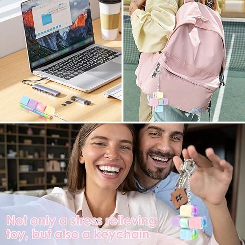 4 Pcs Adult Keyboard Clicker Toys, Portable Mechanical Keyboard Keychain Toy, Decompression Toys, Funny Cube Key Button Stress Relief for Adults Present to Relief Pass Time thumbnail 6