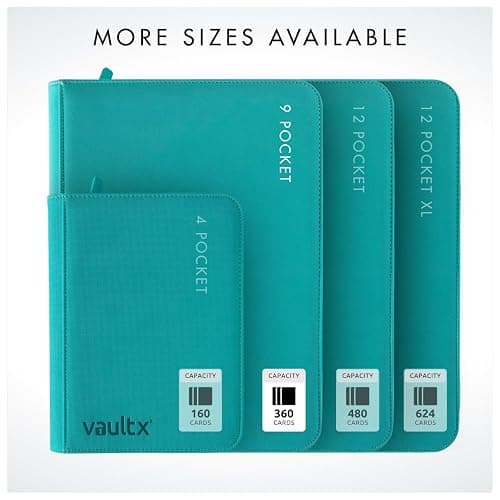 Vault X 9 Pocket Trading Card Zip Binder, 360 Cards, Premium Exo-Tec Album Material, 20 Side-Loading Pages, Folder for Collectible Games, Sports, TCG (Teal) thumbnail 7