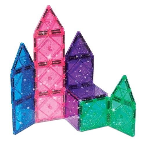 CreateOn Crayola Magnetic Tiles, Building Set for Kids, Magnetic Toys for Kids, Travel Toys, Classroom Sensory Toy Blocks, STEM & Montessori Tools for Boys & Girls Ages 3+, 14-Piece Set (Glitter) thumbnail 4