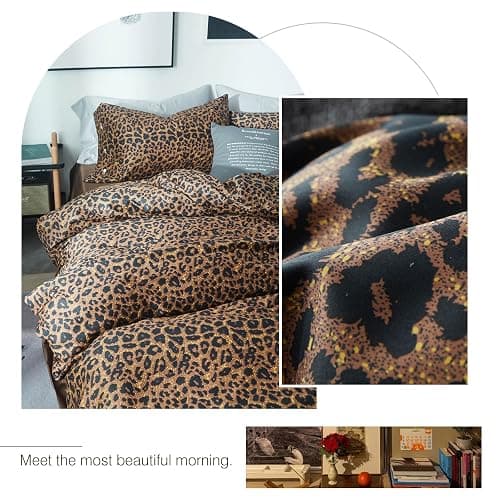LifeTB Leopard Comforter Set Queen Comforter Set 3 Pieces Leopard Print Comforter Fluffy Soft Microfiber Bedding Set for All Seasons Animal Cheetah Print Queen Size Comforter with 2 Pillowcases thumbnail 7