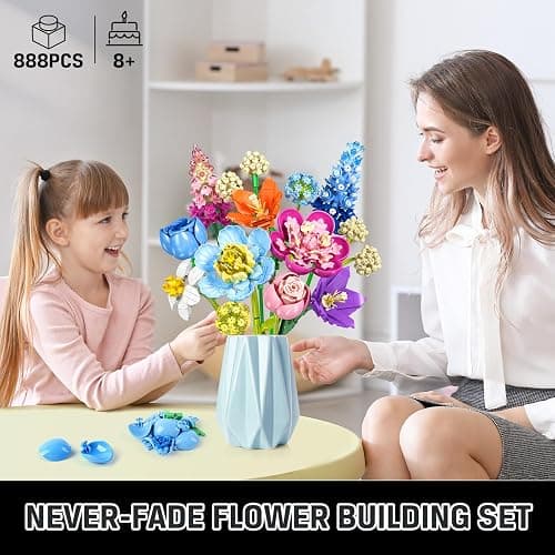 PLAXSOON Flower Bouquet Building Set, 888 PCS Botanical Collection Building Block Toy, Flowers Rose Plant Home Decor, Valentine's Day Christmas Birthday Gift for Adults Women Boys Girls 8+ thumbnail 3