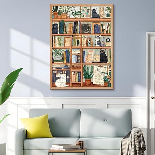 300 Piece Puzzles for Adults, Charming Cat Bookshelf Jigsaw Puzzle, Cozy and Relaxing 300 Piece Puzzle, Perfect for Family Time, Stress Relief, Home Wall Decor, Great Gift for Adults, Kids, Seniors thumbnail 6