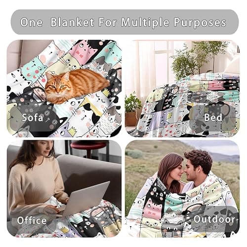 Magrlily Cat Blanket Gifts for Cat Lovers Cats Throw Blanket Cute Cats Bedding Decor Stuff Gifts for Girls Women 50"x40" thumbnail 4