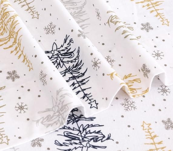 RUVANTI Flannel Sheets Split King Size - 100% Cotton Brushed Split King Bed Sheets Set - Deep Pockets 16 Inches - All Seasons Breathable & Extra Soft - Warm & Cozy, 5 Piece, Christmas Tree thumbnail 7