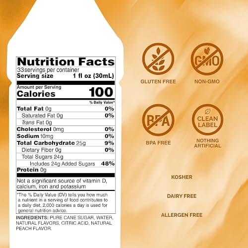 Monin - White Peach Syrup, Juicy Ripe Peach Flavor, Perfect for Cocktails, Mocktails, Iced Teas, & Smoothies, Gluten-Free, Non-GMO (1 Liter) thumbnail 2