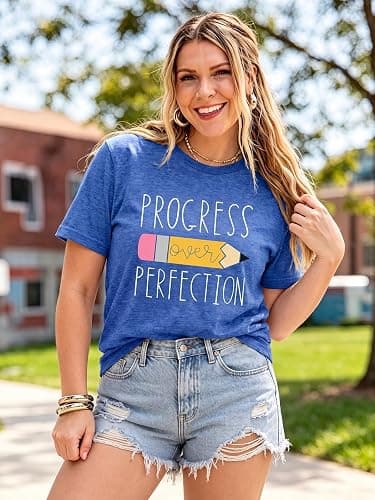 Womens Teacher Shirts Teach Them to Be Kind Teacher Life T-Shirt | Womens teacher shirts,crewneck short sleeve tops,Teach Them to Be Kind design,teacher life,classroom wear,Teacher's Day gift thumbnail 7