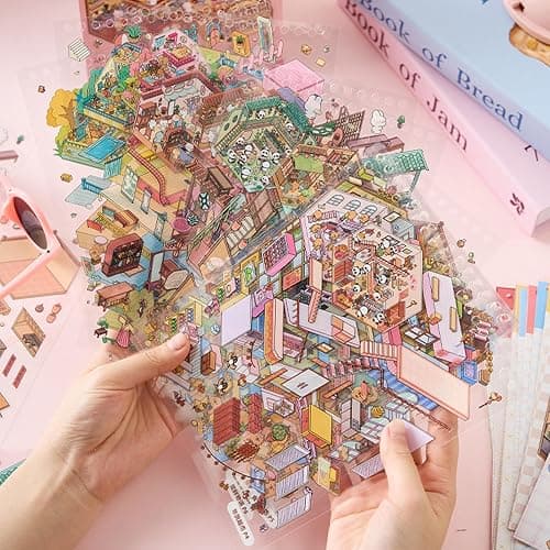 deegbbyi 20 Sets 3D Autocollants de Scène, DIY Amusants House Sticker avec 2Pcs Pince, Stickers 3D, Stickers Scene Miniature, Convient aux Adultes et Enfants pour Soulager Stress et Passer le Temps thumbnail 2